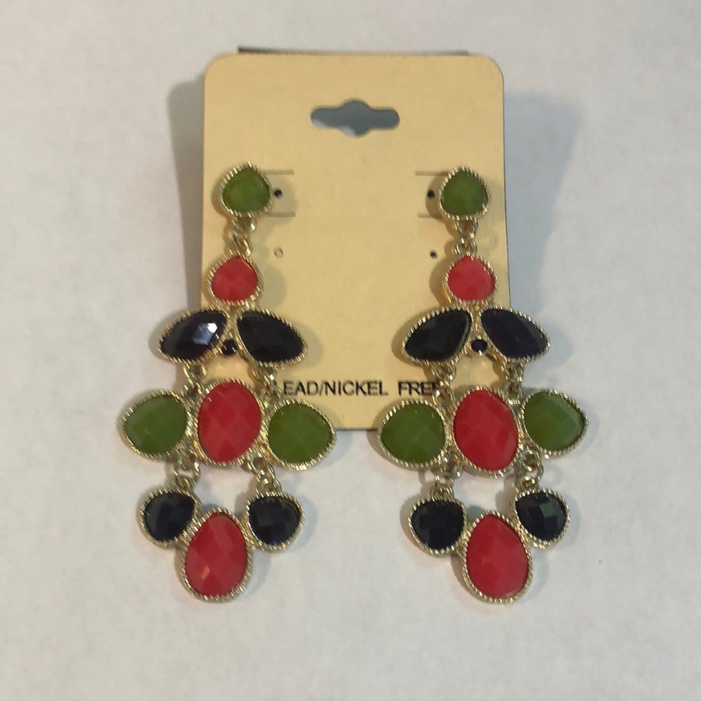 New Green,Pink,Purple and Gold Dangle Earrings